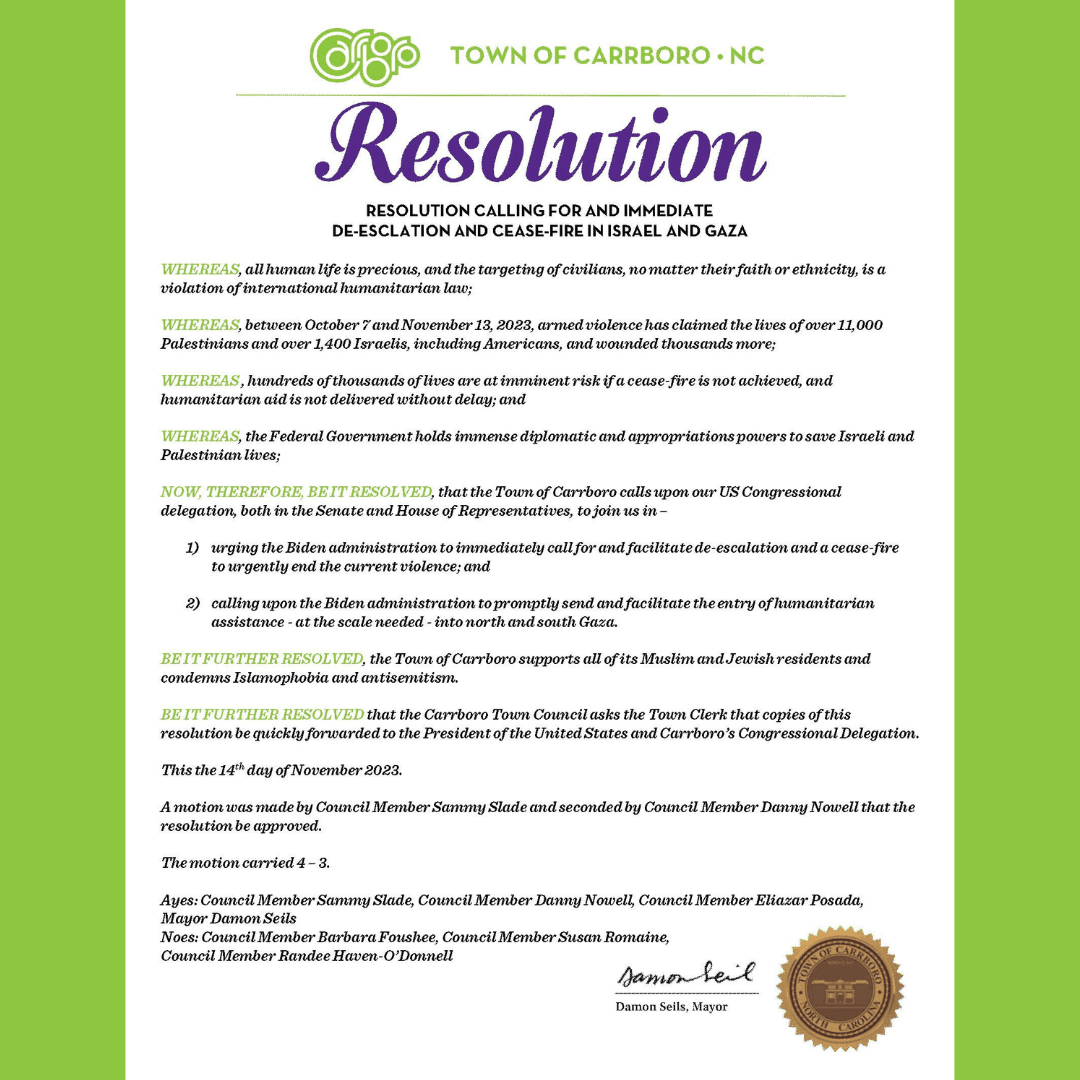 Resolution by Town Council 