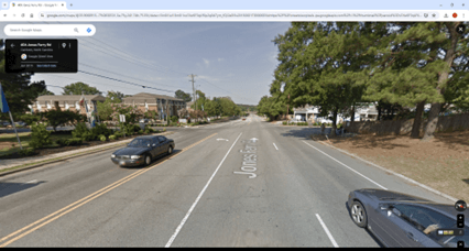 A street-level view of Jones Ferry Road before restriping